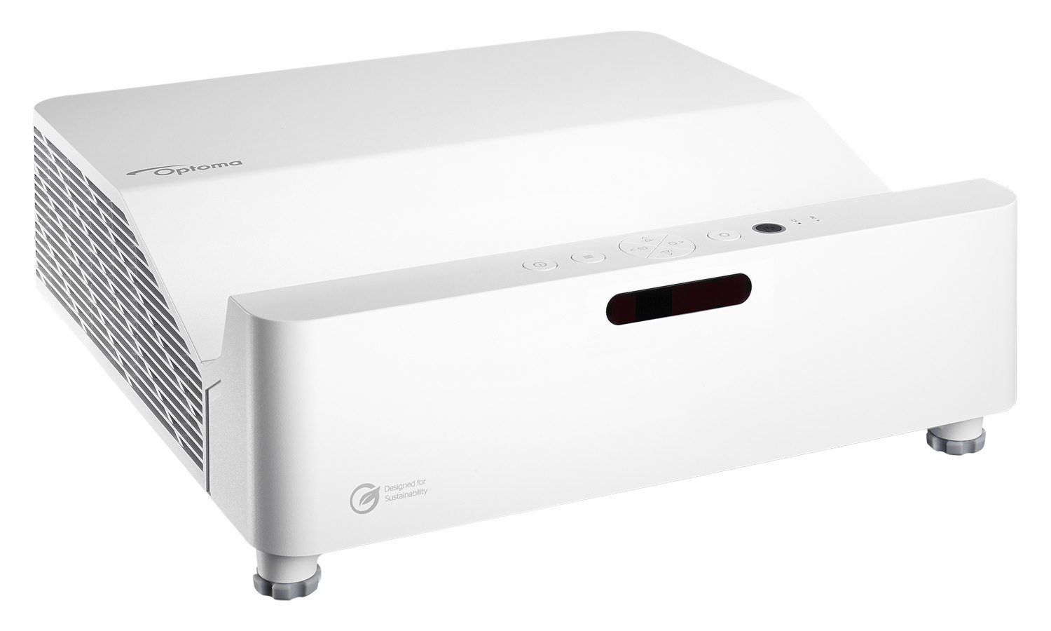Optoma GT4000UHD white ultra short throw projector, front three-quarter view