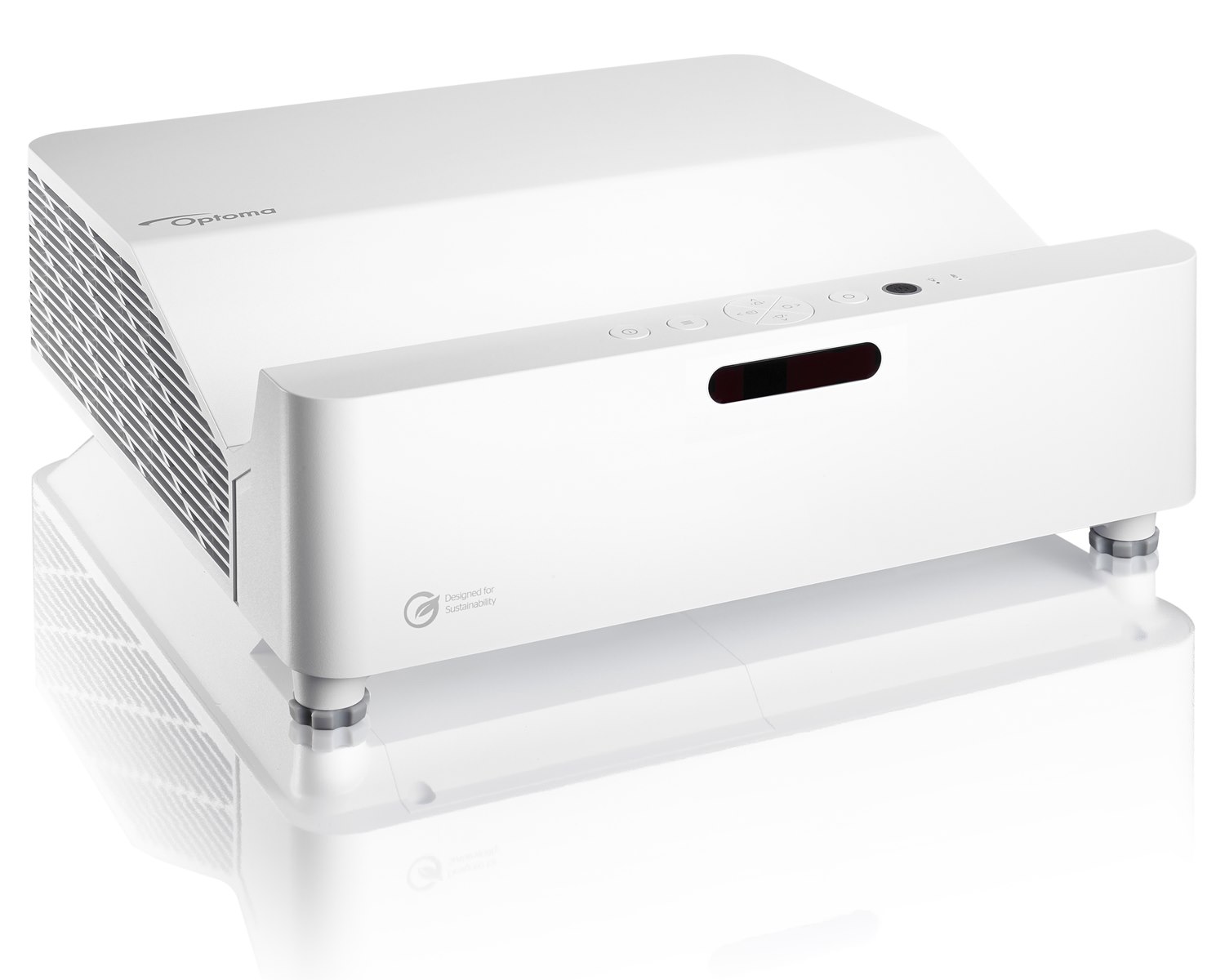 Optoma GT3500HDR white ultra short throw projector, front three-quarter view