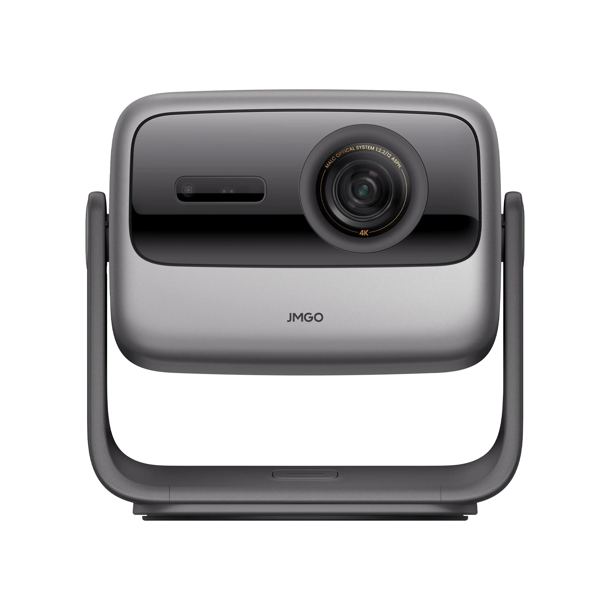 JMGO N1S Ultimate projector, front view, on its gimbal stand