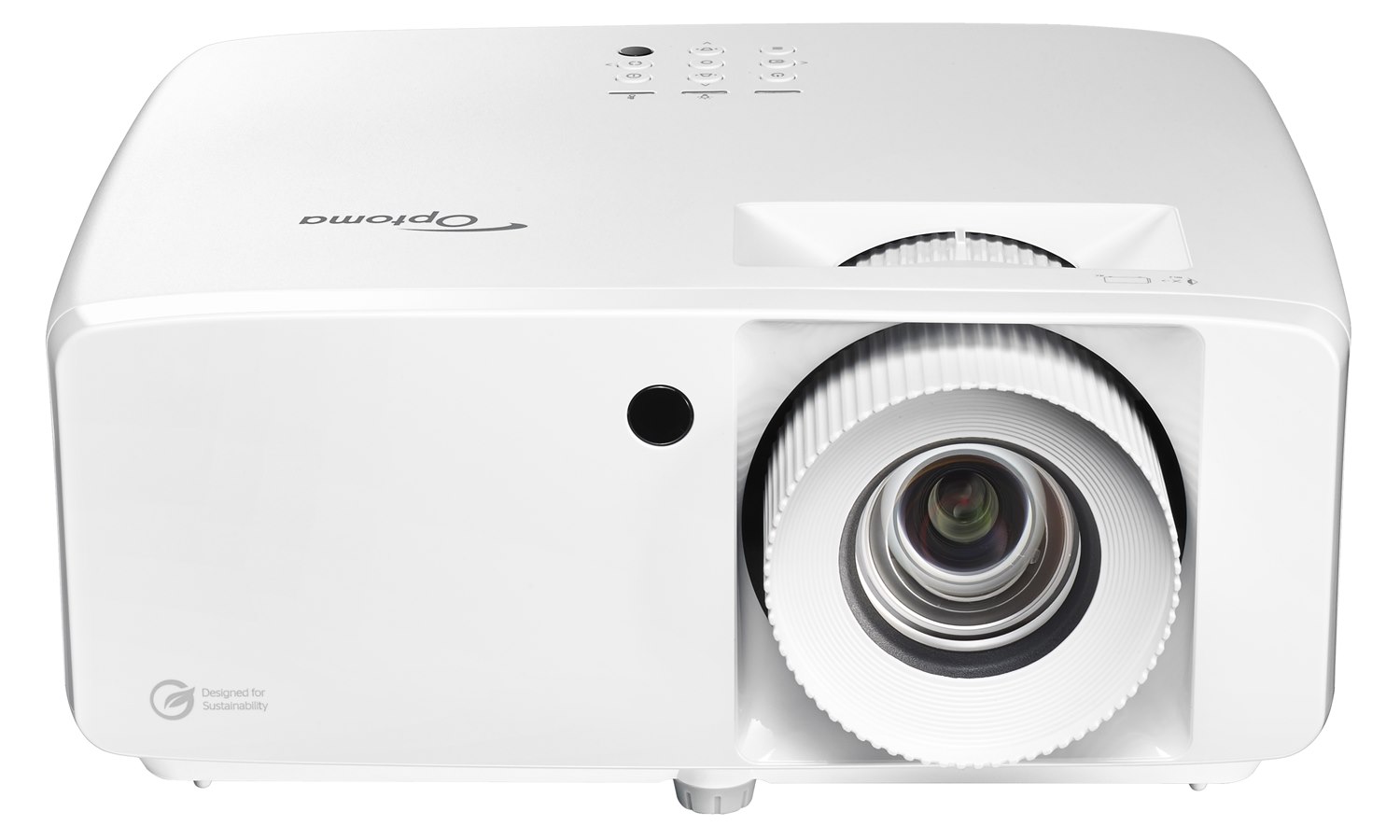 Optoma UHZ35 white laser projector, front three-quarter view