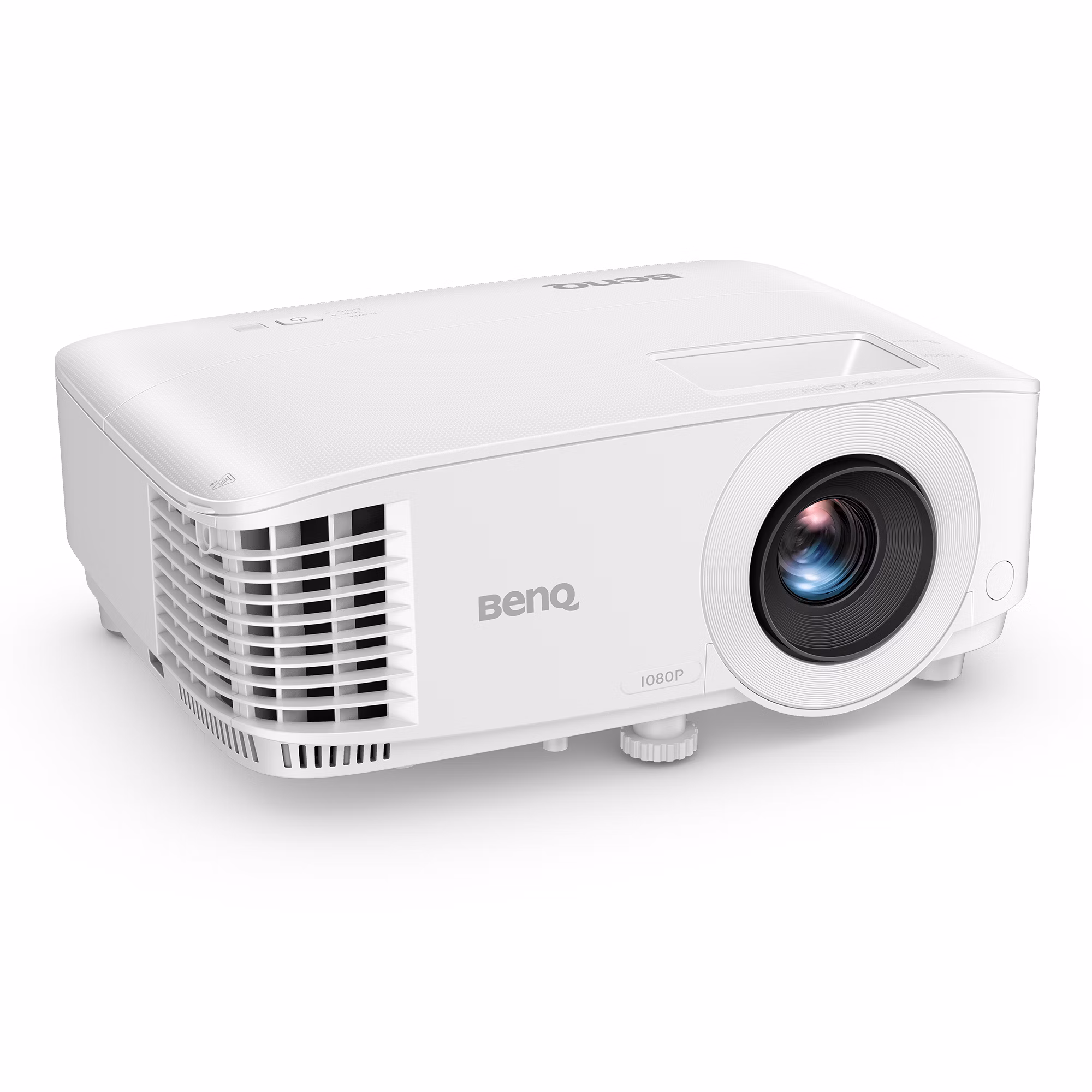 BenQ TH575i white DLP projector, front three-quarter view from the right on a white background, with a 1080P badge below the BenQ logo