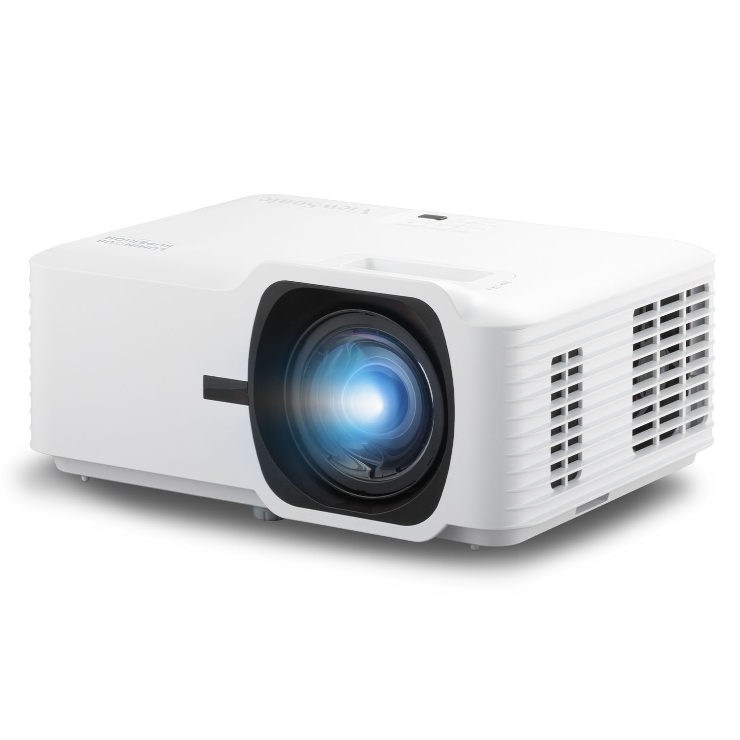 ViewSonic LS711HD projector seen from the front left, white body with a large central lens